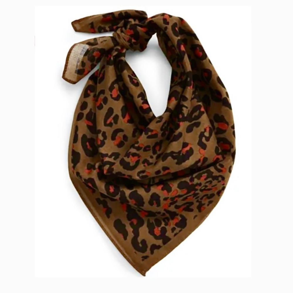 EUC Madewell Bandana in Asparagus Multi Leopard Print
